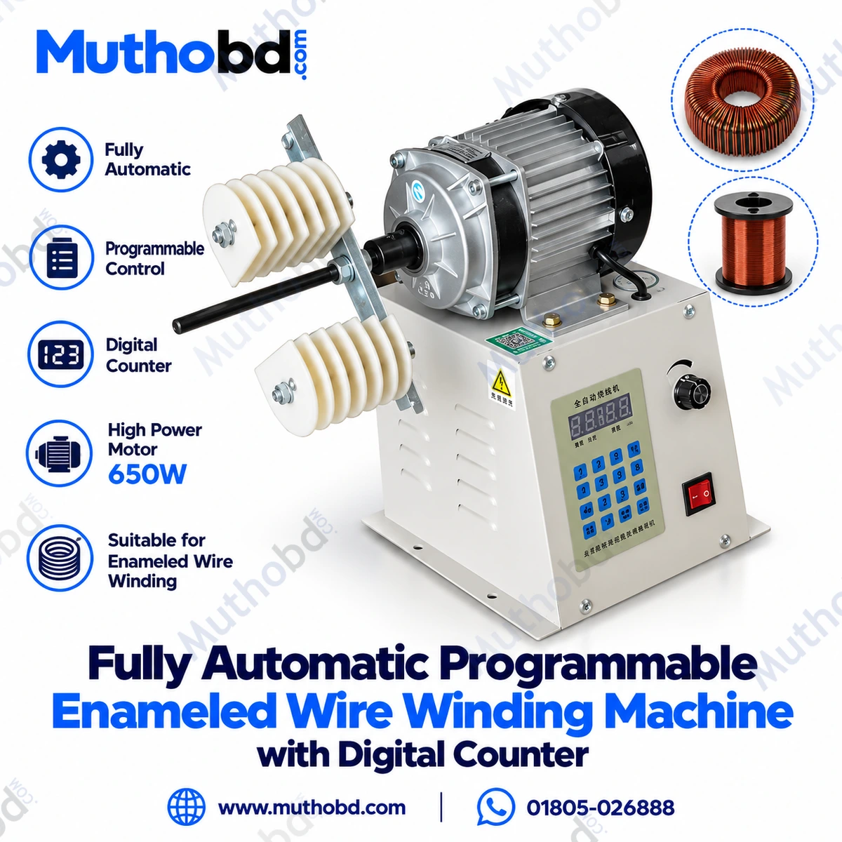 Fully Automatic Programmable Enameled Wire Winding Machine with Digital Counter