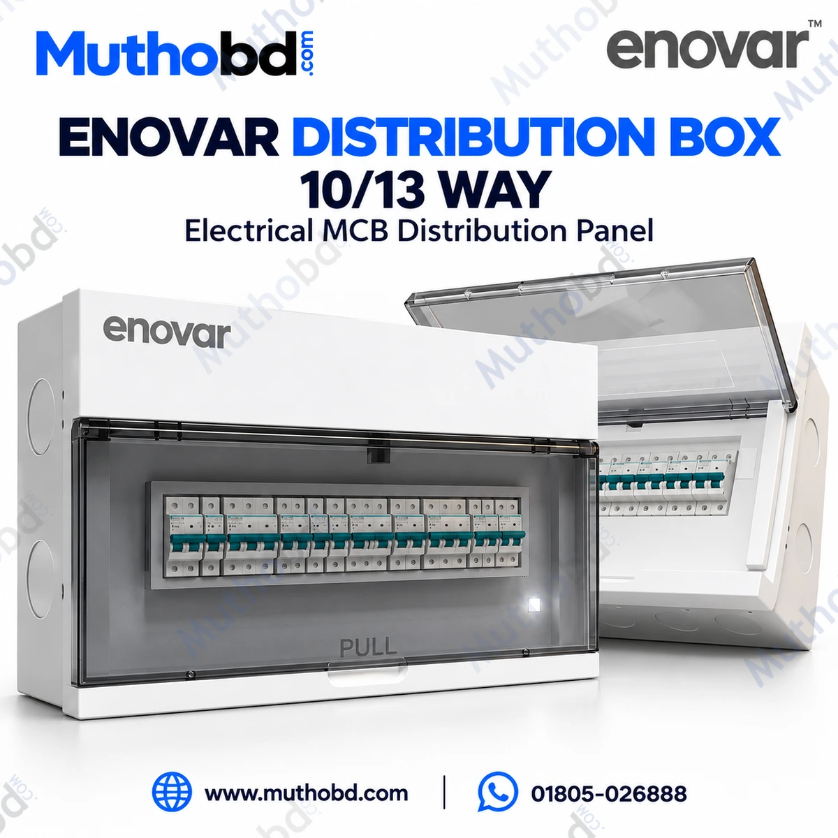 ENOVAR Distribution Box 10/13 Way – Electrical MCB Distribution Panel