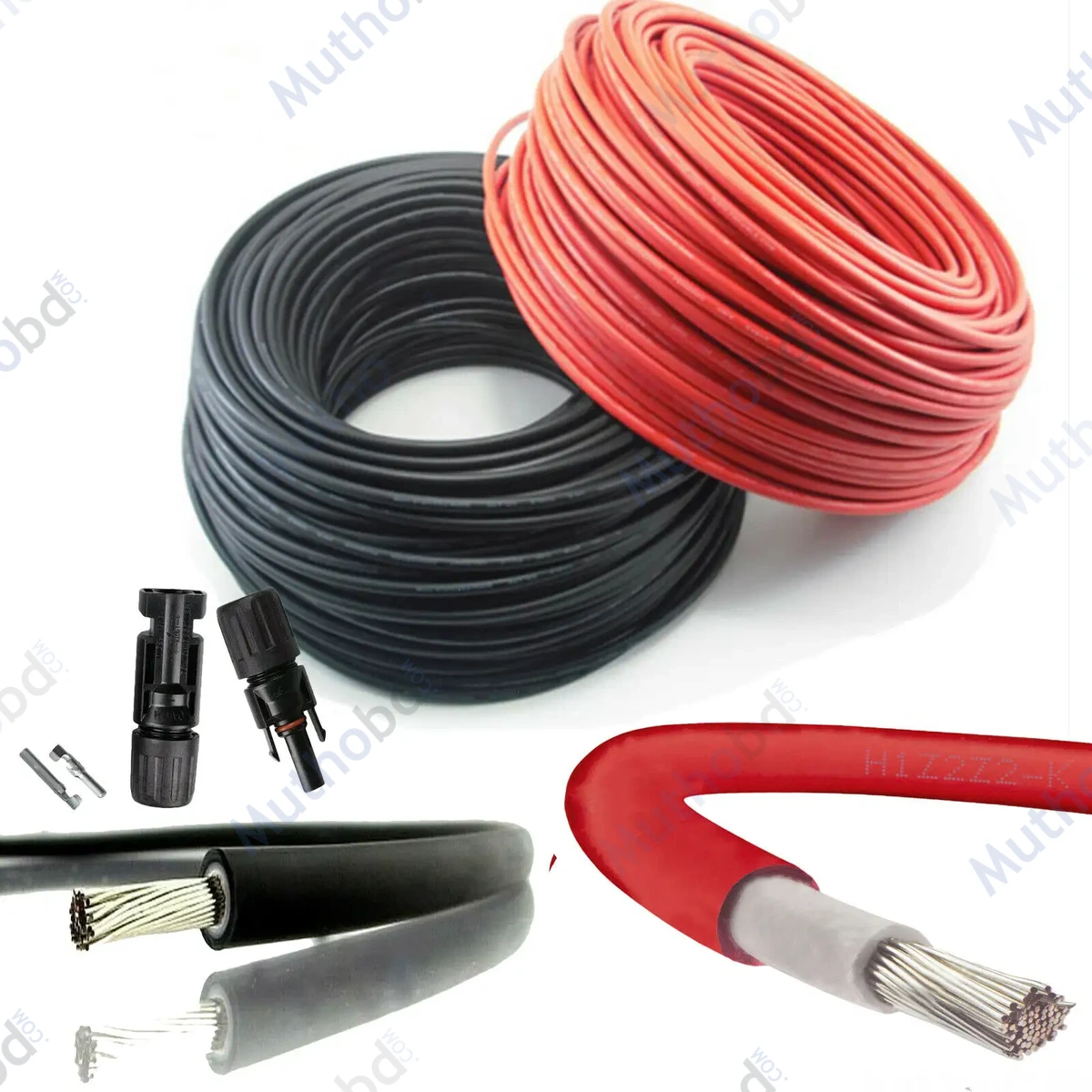 Imported 6RM (6mm²) UV Resistance Tinned Pure Copper PV Cable (Red+Black) Pair