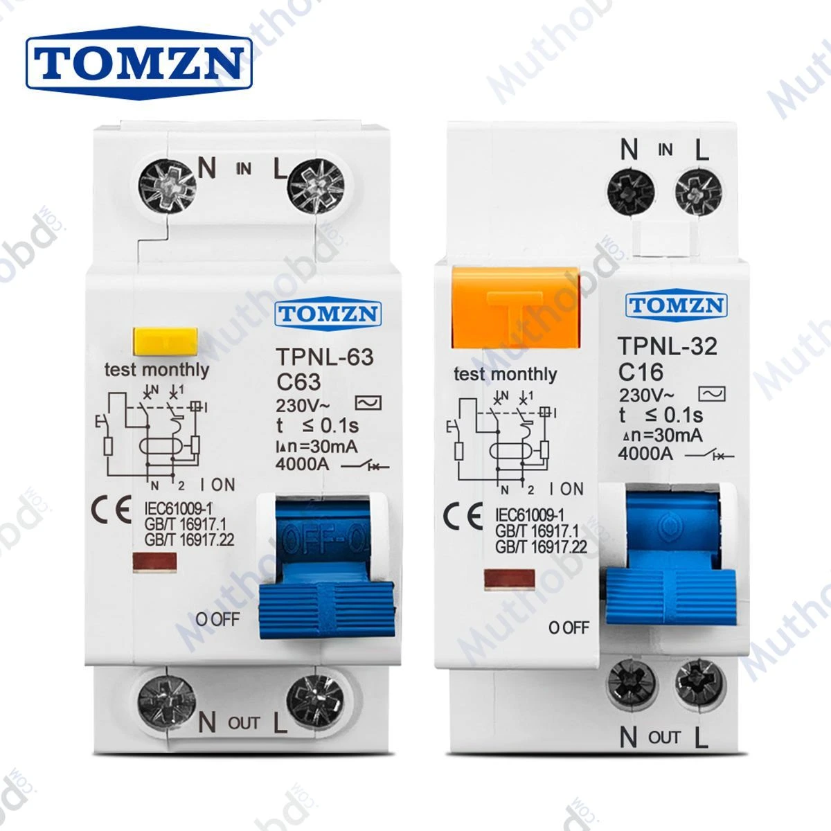 TOMZN TPNL 1P+N RCBO Circuit Breaker 230V | Residual Current Leakage Protection | E67