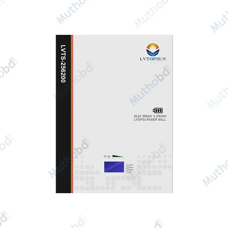 LVTOPSUN LVTS-256200 Energy Storage 25.6V 200Ah 5.12kWh LiFePO4 Battery – Wall Mount Lithium Battery