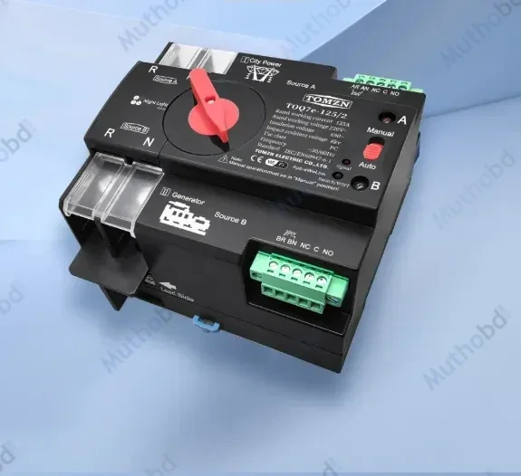TOMZN WiFi Smart ATS 125A 2P 230V Dual Power Automatic Transfer Switch with eWeLink