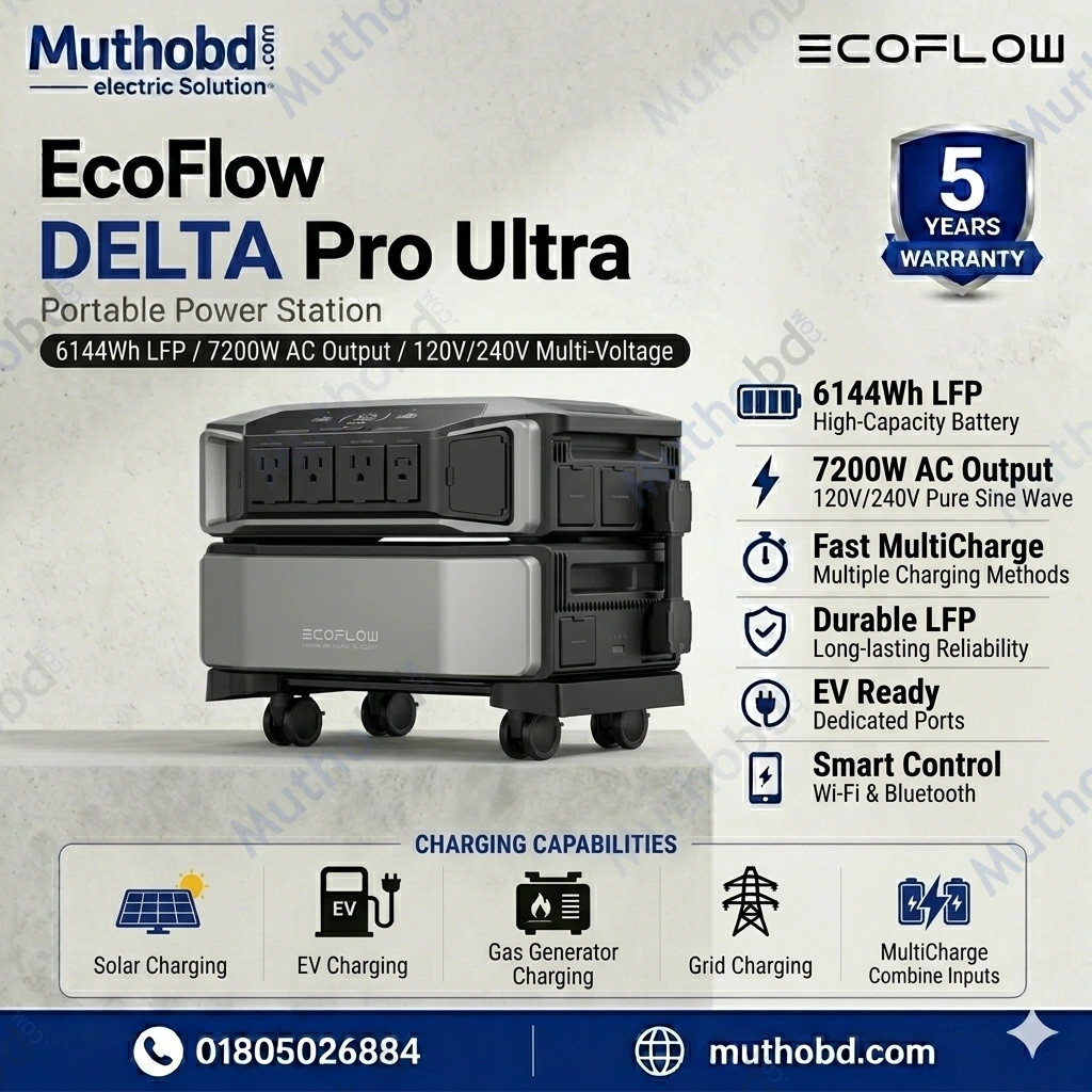EcoFlow DELTA Pro Ultra Portable Power Station (6144Wh LFP Battery, 7200W Output, Expandable up to 30kWh)
