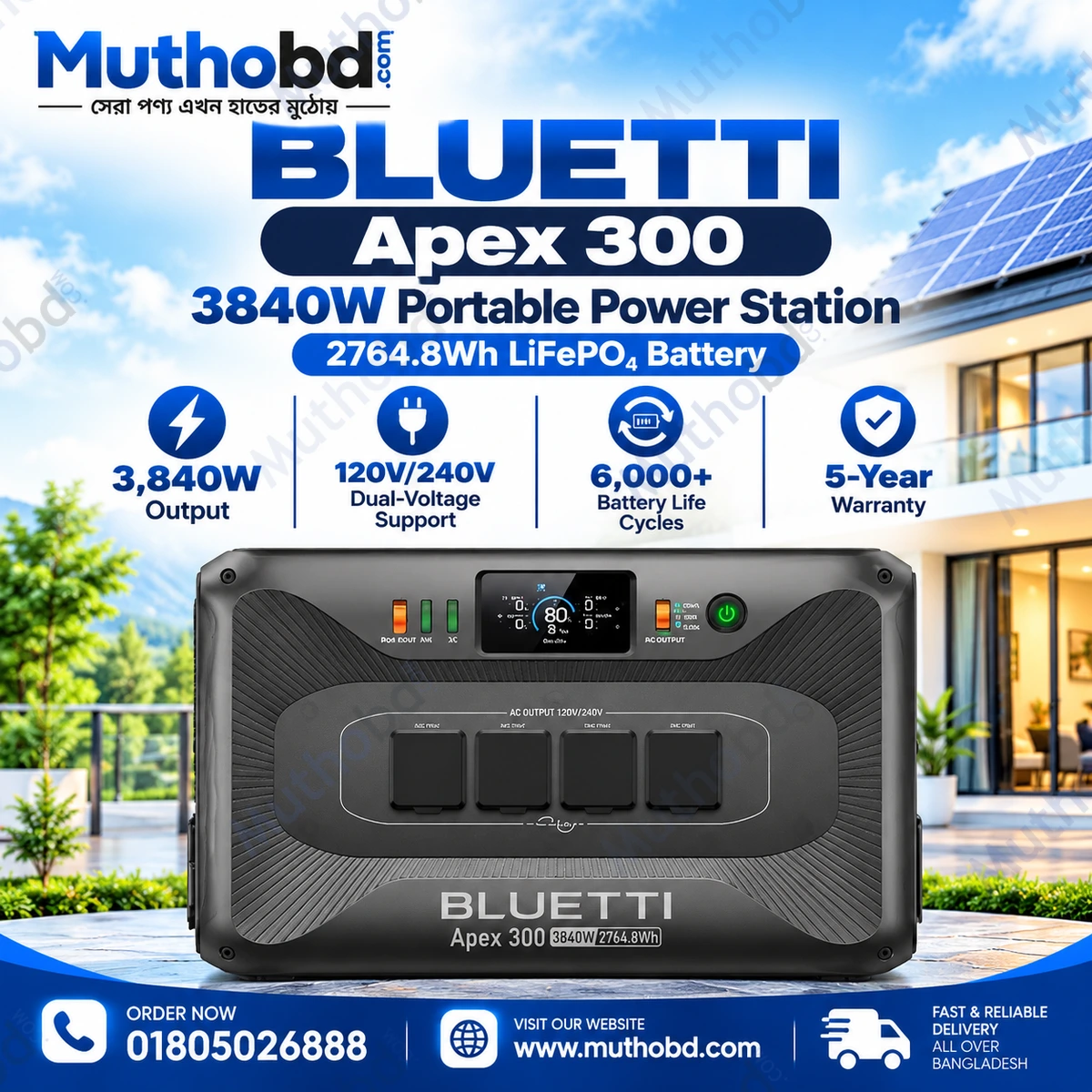 BLUETTI Apex 300 3840W Portable Power Station 2764.8Wh LiFePO₄ Battery