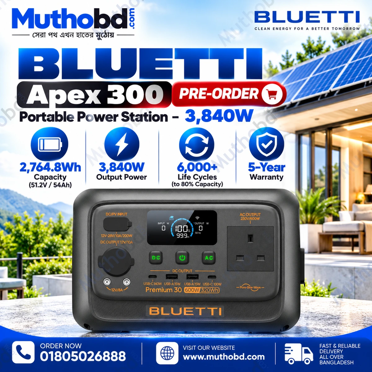 BLUETTI Apex 300 3840W Portable Power Station 2764.8Wh (Pre-Order)