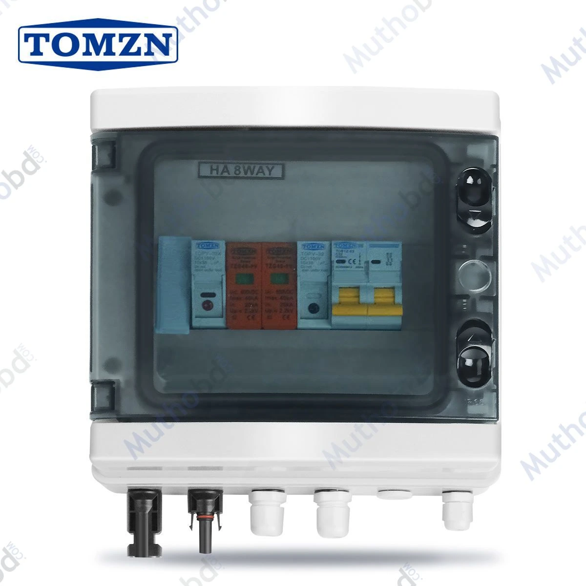 TOMZN Solar PV Combiner Box 1 In 1 Out DC 600V | Fuse + MCB + SPD | IP65 Waterproof | F564