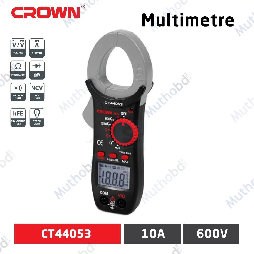CROWN CT44053 Professional Digital Multimeter 600V, 600A, 20MΩ – 1 Year Service Warranty detail 1 CROWN CT44053 Professional Digital Multimeter 600V, 600A, 20MΩ – 1 Year Service Warranty detail 1