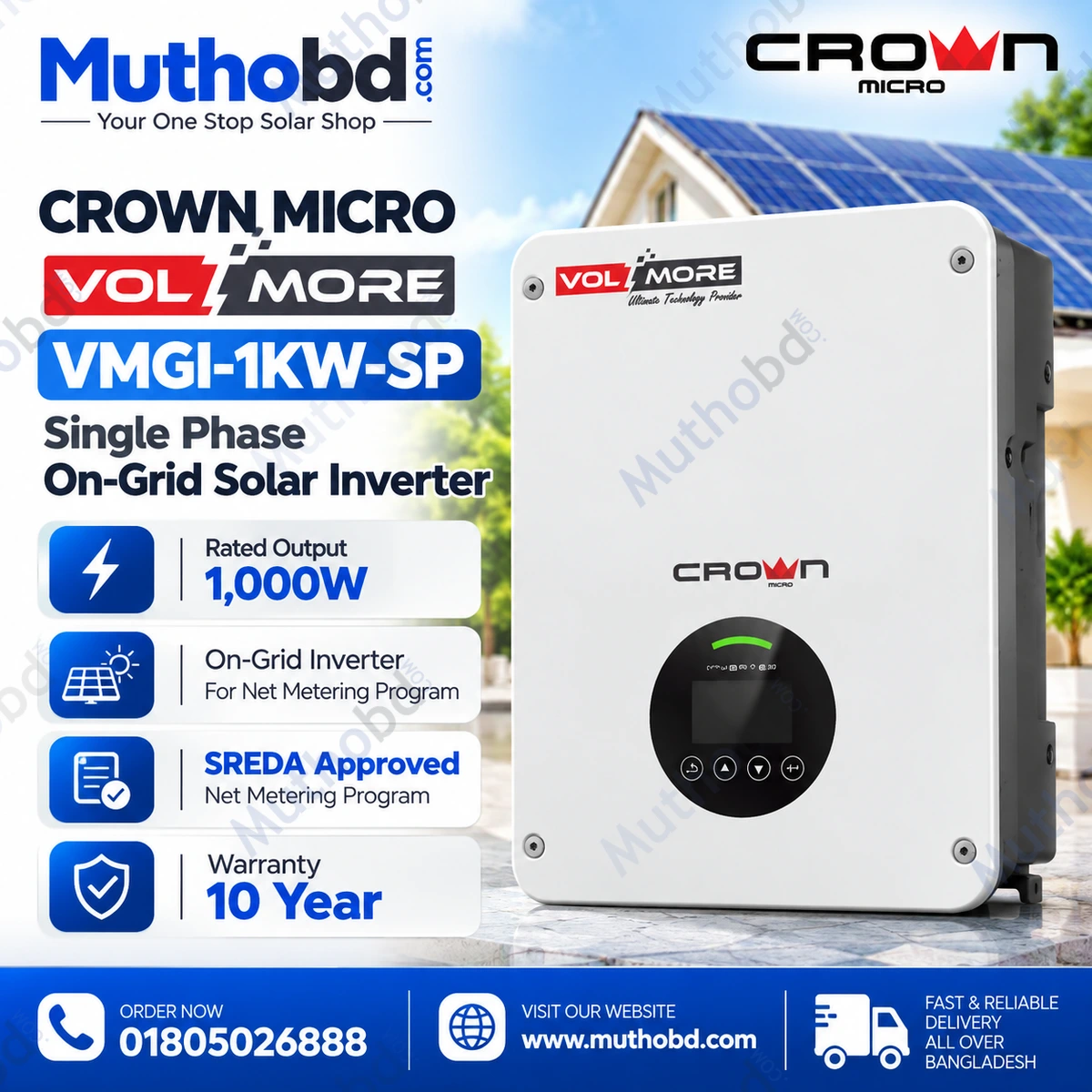 Crown Micro VOLTMORE-VMGI-1KW-SP 1kW Single Phase On-Grid Solar Inverter