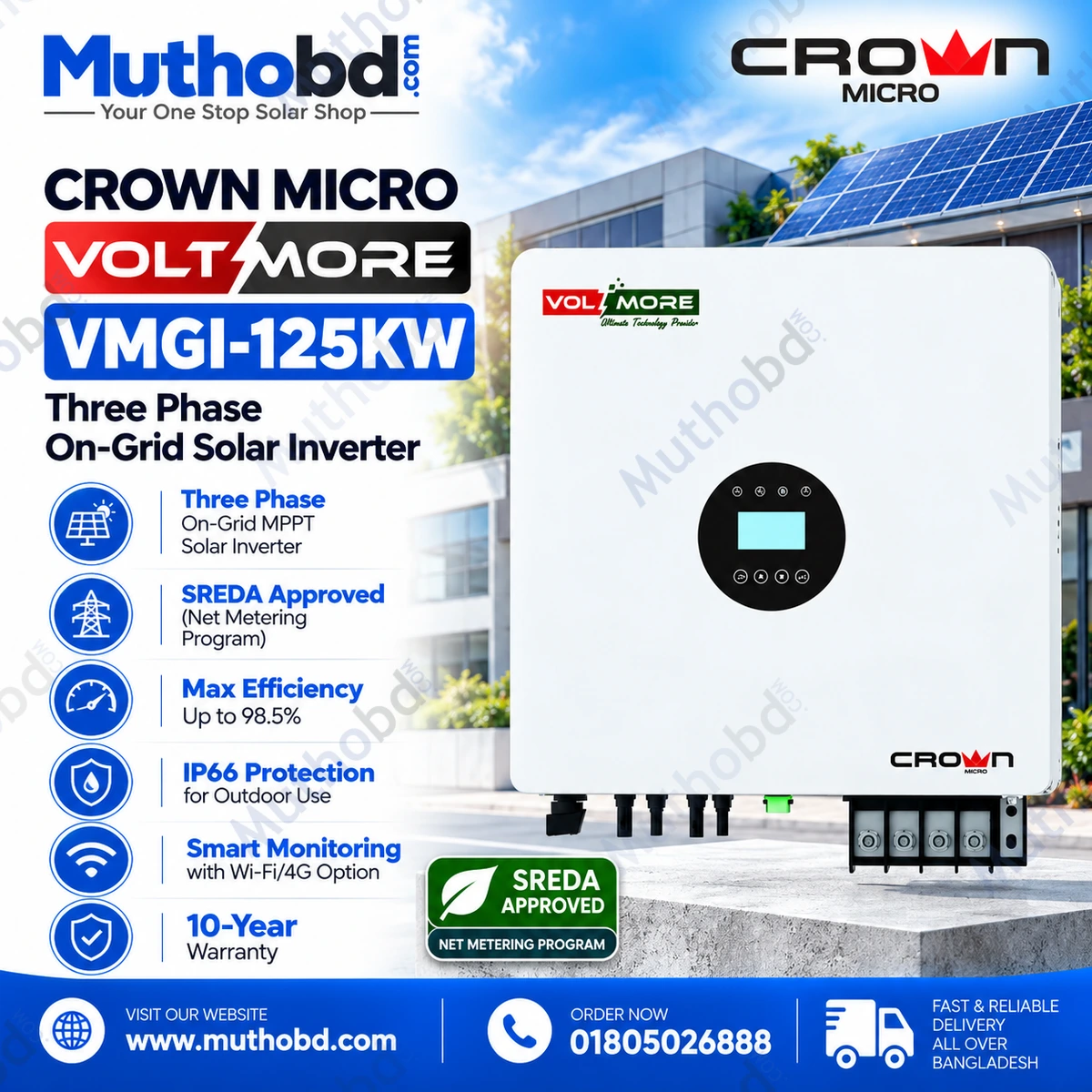 crown Crown Micro VOLTMORE VMGI-125KW 125kW Three Phase On-Grid Solar Inverter