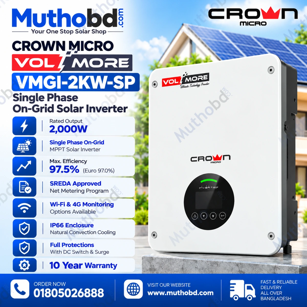 Crown Micro VOLTMORE-VMGI-2KW-SP 2kW On-Grid Solar Inverter