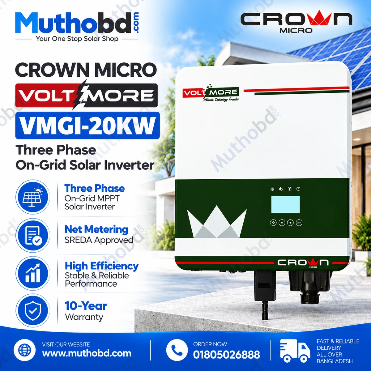 Crown Micro VOLTMORE-VMGI-20KW 20kW Three Phase On-Grid Solar Inverter