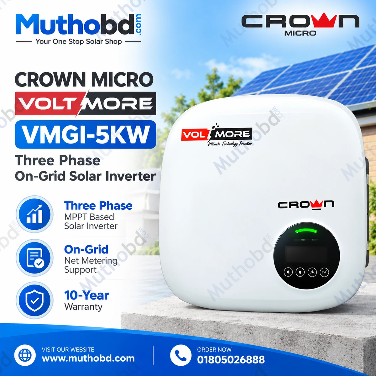 Crown Micro VOLTMORE-VMGI-5KW 5kW Three Phase On-Grid Solar Inverter
