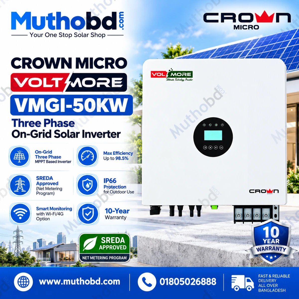 Crown Micro VOLTMORE VMGI-50KW 50kW Three Phase On-Grid Solar Inverter