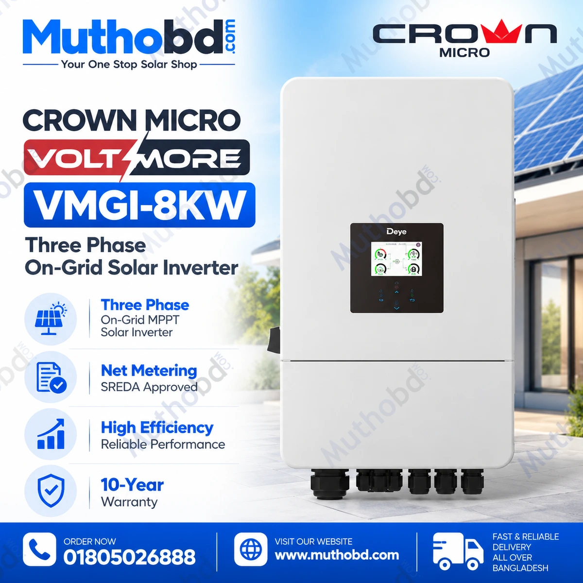 Crown Micro VOLTMORE-VMGI-8KW 8kW Three Phase On-Grid Solar Inverter