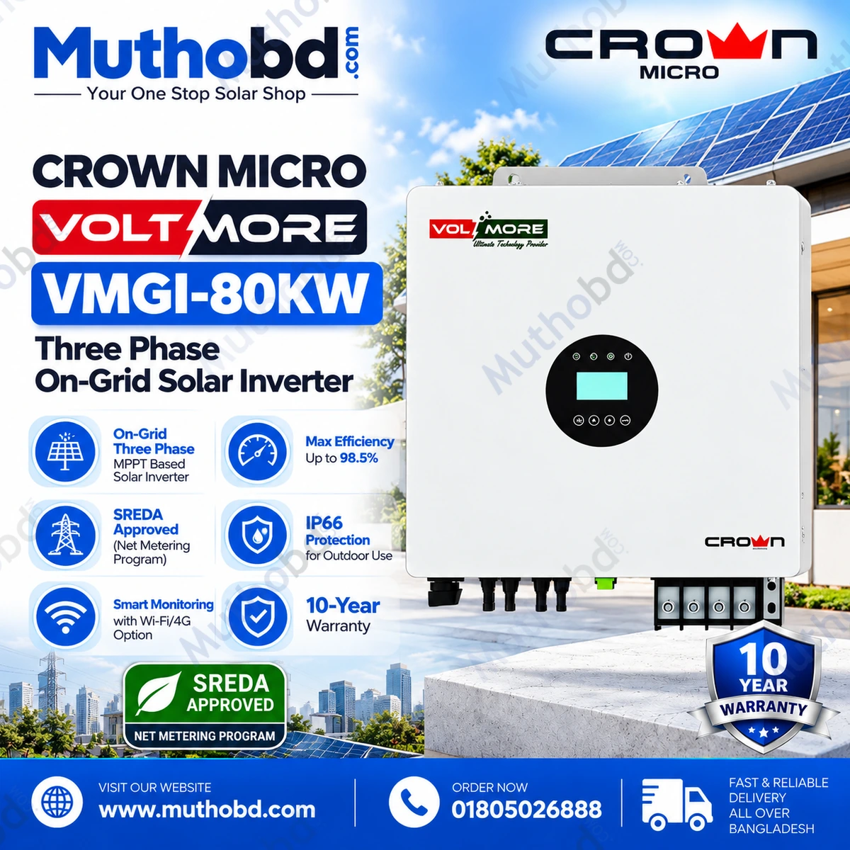 Crown Micro VOLTMORE VMGI-80KW 80kW Three Phase On-Grid Solar Inverter