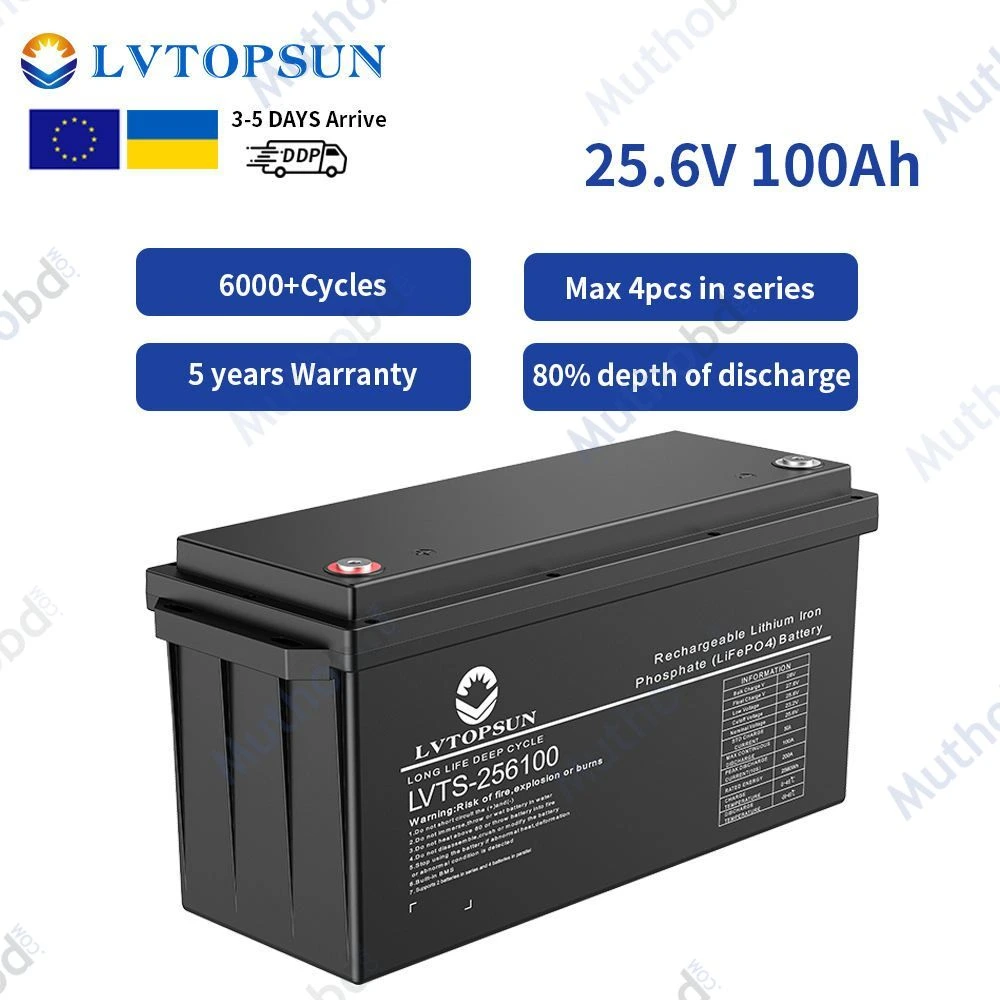 LVTOPSUN 25.6V 100Ah LiFePO4 Lithium Battery (LVTS-25610E)