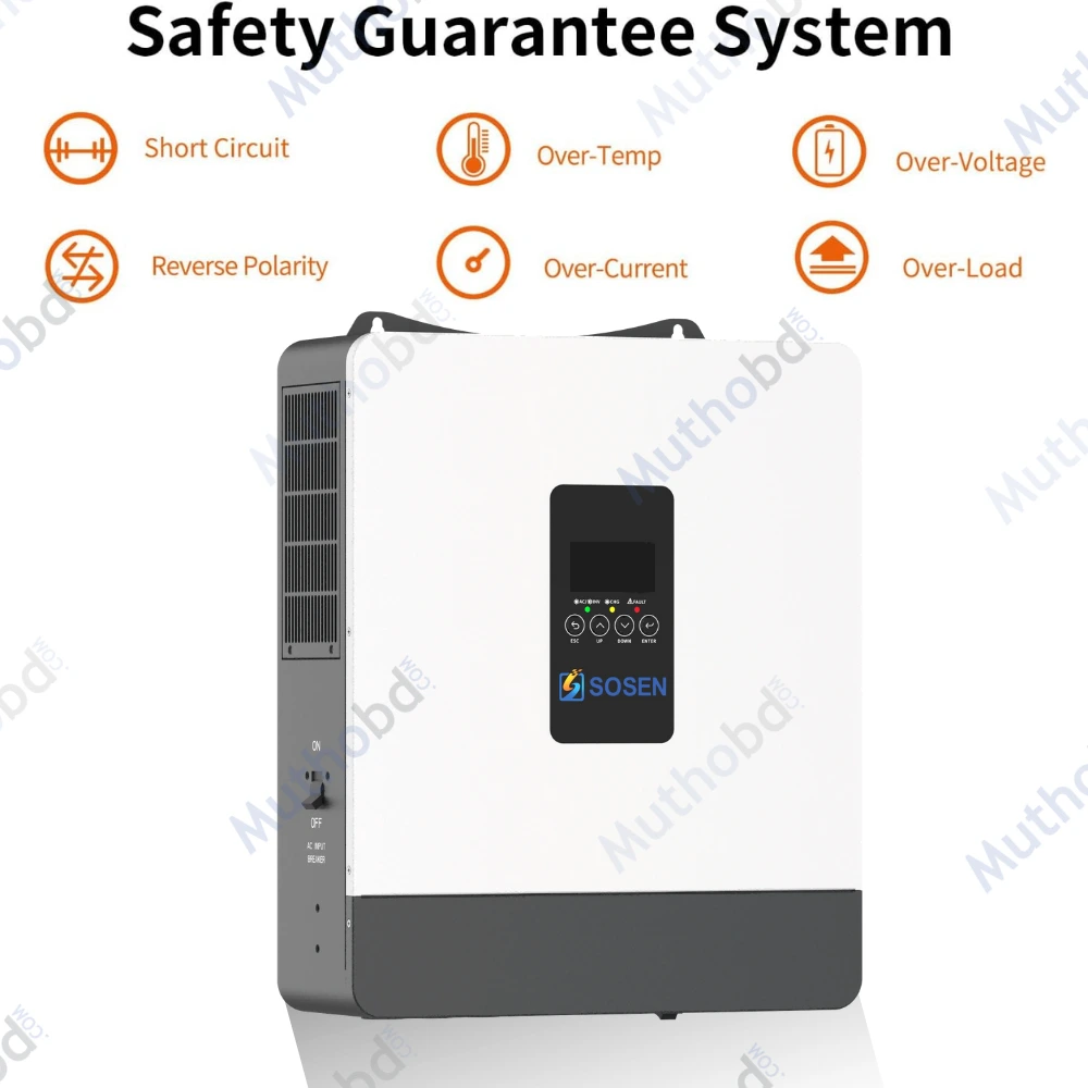 SOSEN 5.5KW 48V Solar Off-Grid Hybrid Inverter – Pure Sine Wave MPPT Solar Inverter