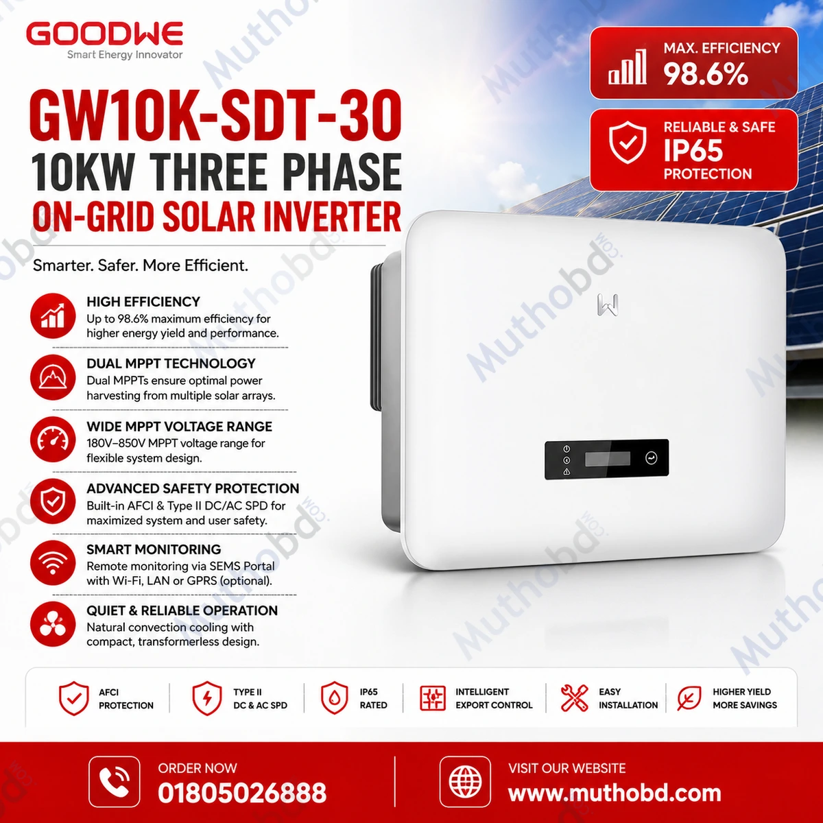 GoodWe GW10K-SDT-30 10KW Three Phase On-Grid Solar Inverter