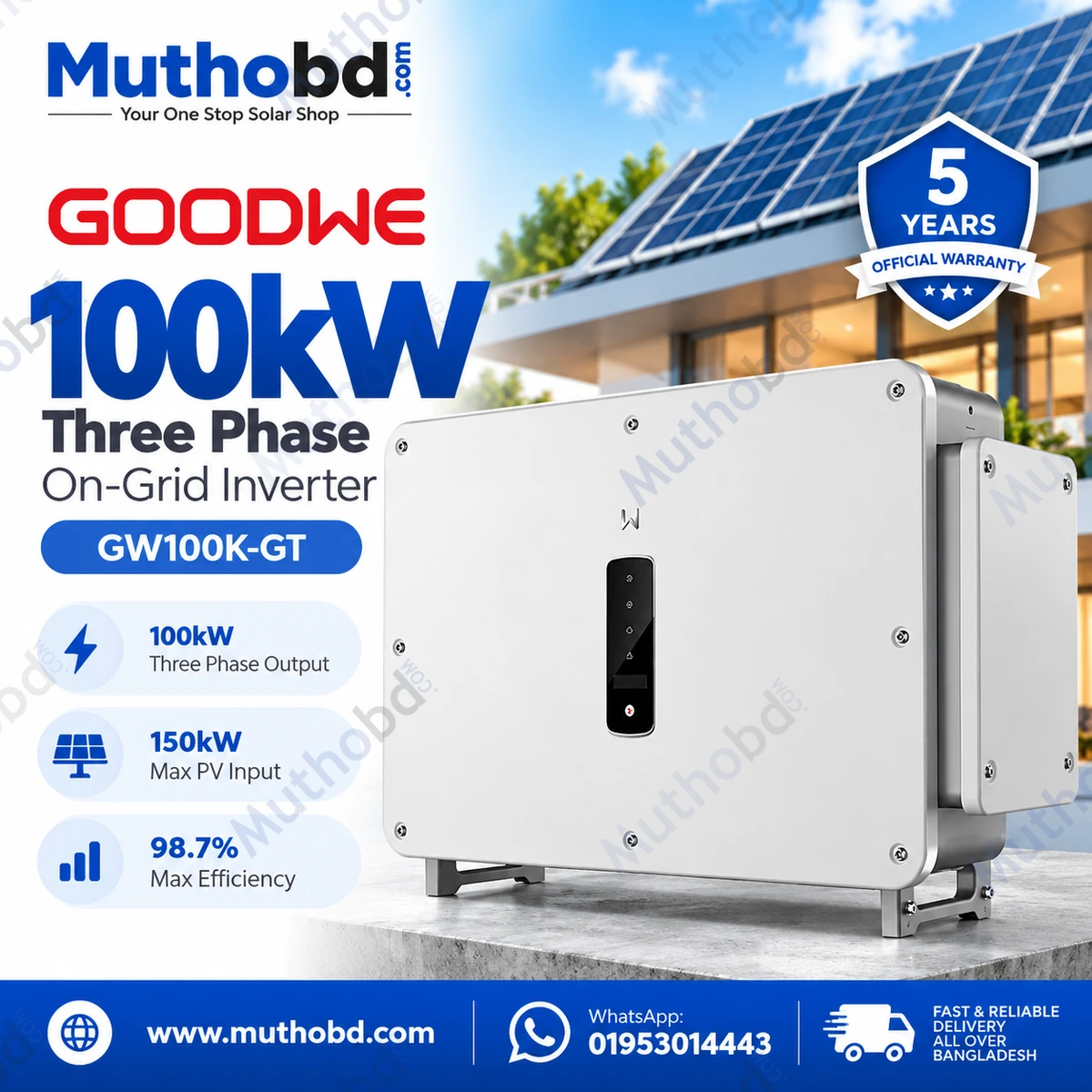 GoodWe GW100K-GT 100kW Three Phase On-Grid Solar Inverter