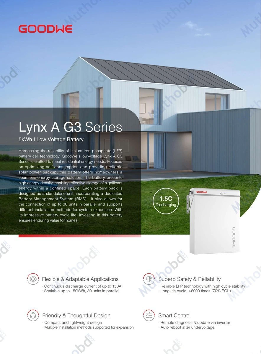 GoodWe Lynx G3 LX A5.0-30 5.12kWh 51.2V 100Ah Wall-Mounted LiFePO4 Solar Battery detail 2