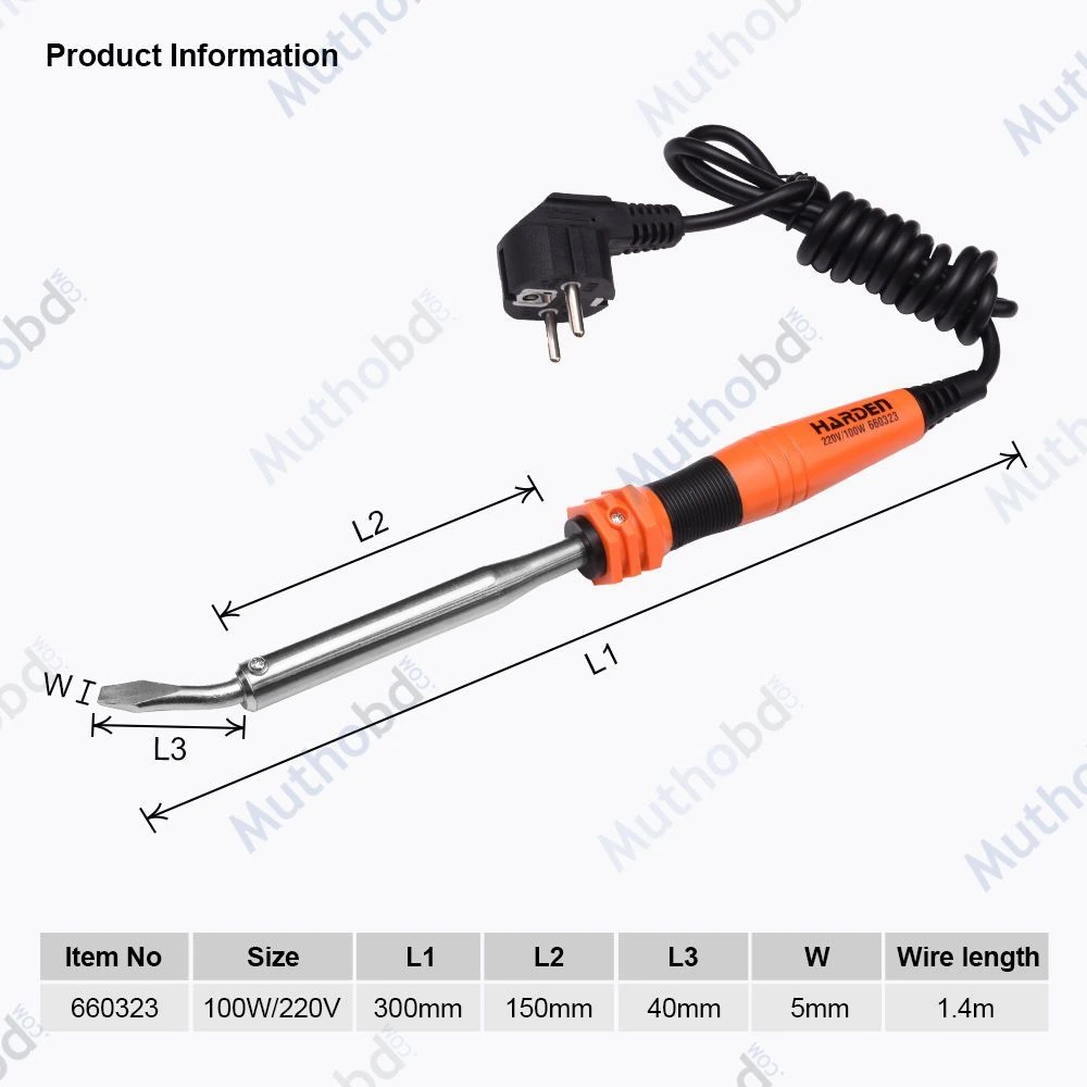HARDEN 660323 100W Heavy-Duty Soldering Iron with Thermo-Plastic Handle and European Plug detail 3 HARDEN 660323 100W Heavy-Duty Soldering Iron with Thermo-Plastic Handle and European Plug detail 3