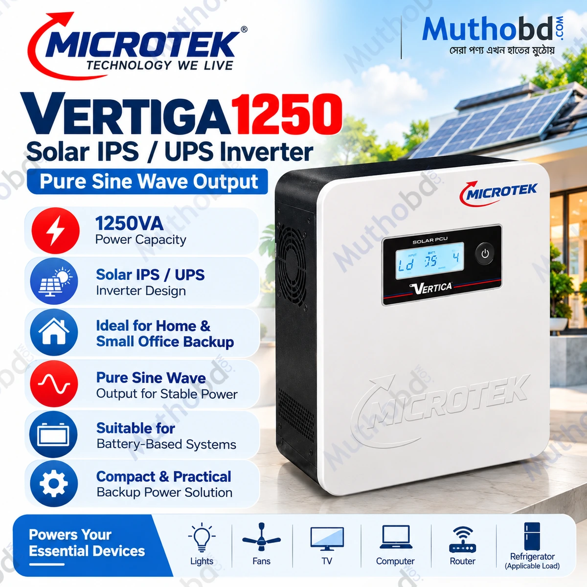 Microtek Vertiga 1250 Solar IPS/UPS Inverter
