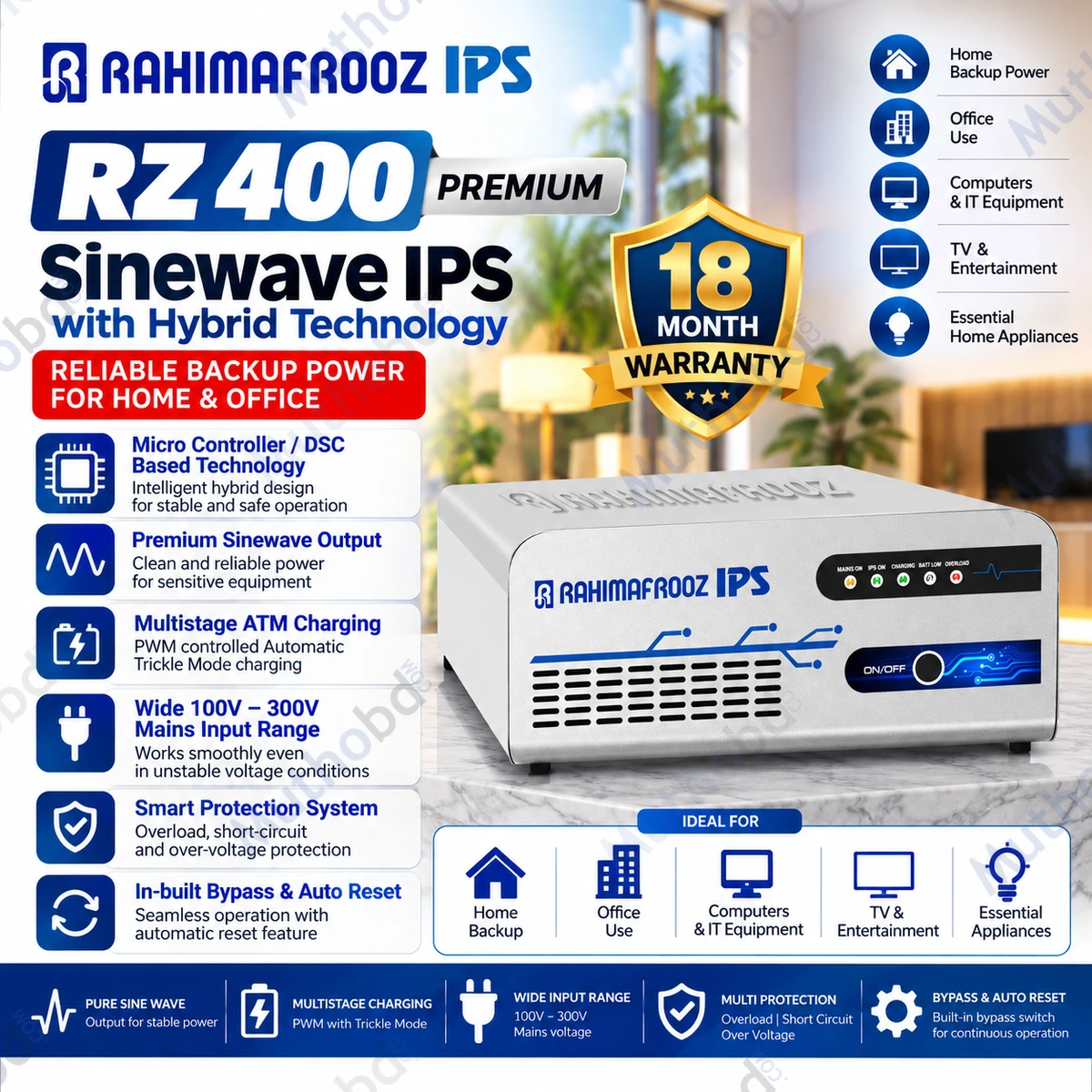 rahimafrooz Rahimafrooz RZ-400 280W Premium Sinewave IPS with Hybrid Technology