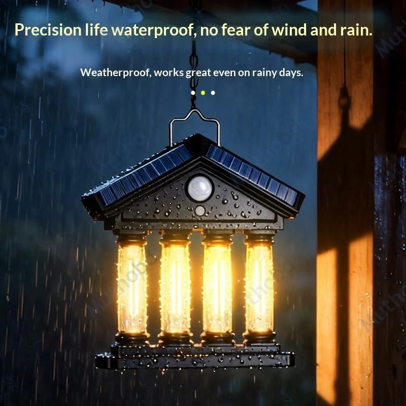 Solar Powered Outdoor Garden Wall Light with Motion Sensor & Warm Tungsten Filament LED