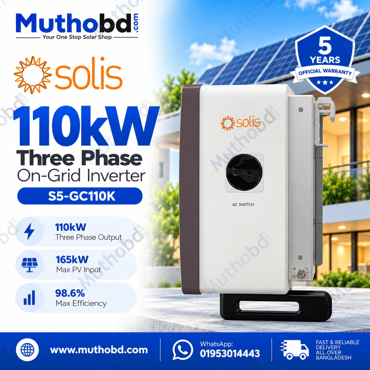 Solis S5-GC110K 110kW Three Phase On-Grid Solar Inverter with 10 MPPT