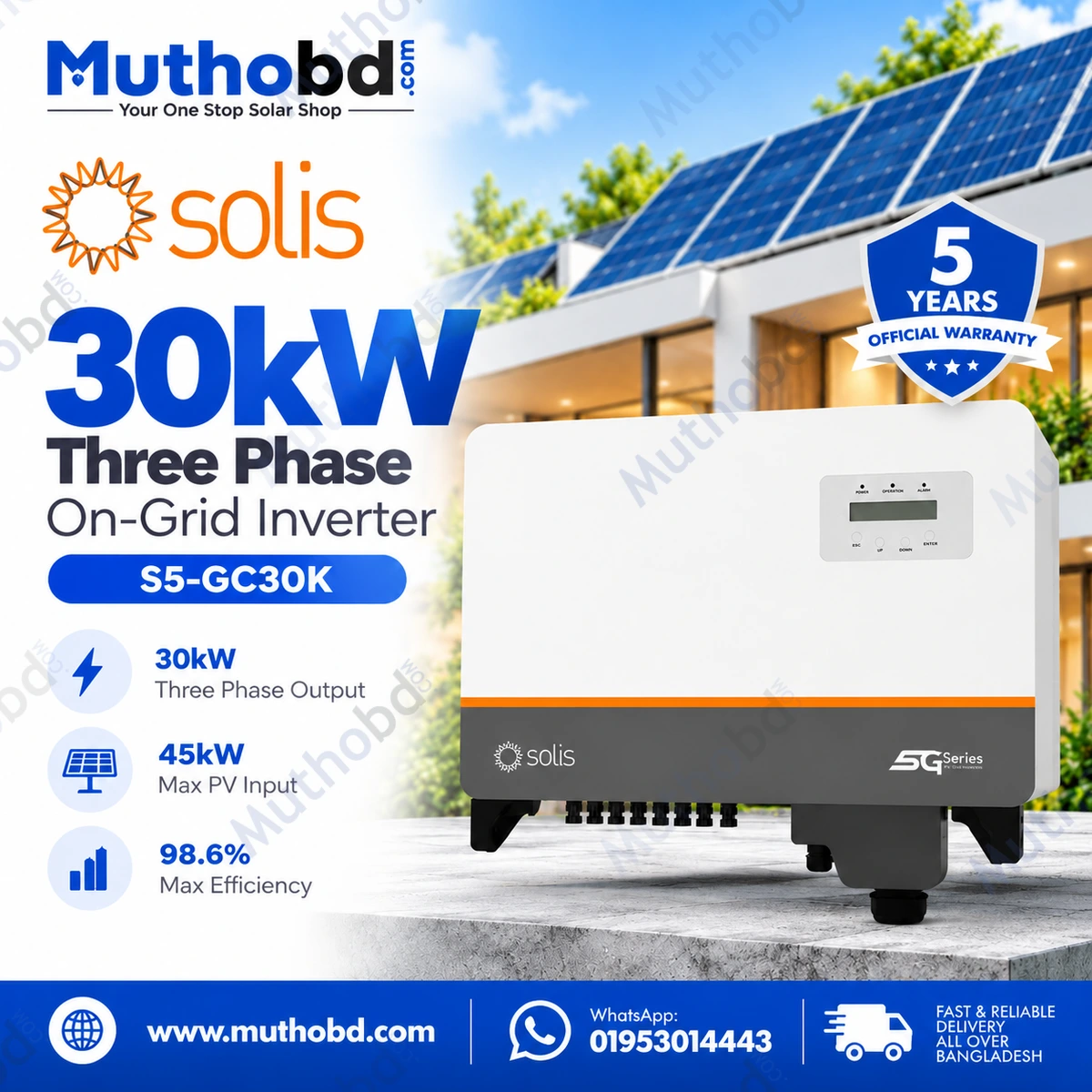 Solis S5-GC30K 30kW Three Phase On-Grid Solar Inverter with 3 MPPT