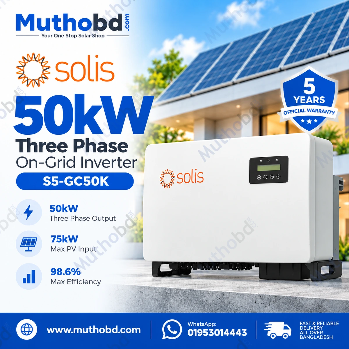 Solis S5-GC50K 50kW Three Phase On-Grid Solar Inverter with 5 MPPT