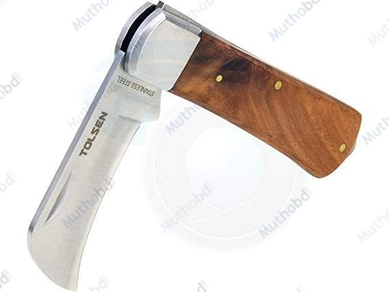 TOLSEN 38041 Electrician's Cutter 195mm – Bent Head Stainless Steel Cutter with Wooden Handle detail 2 TOLSEN 38041 Electrician's Cutter 195mm – Bent Head Stainless Steel Cutter with Wooden Handle detail 2