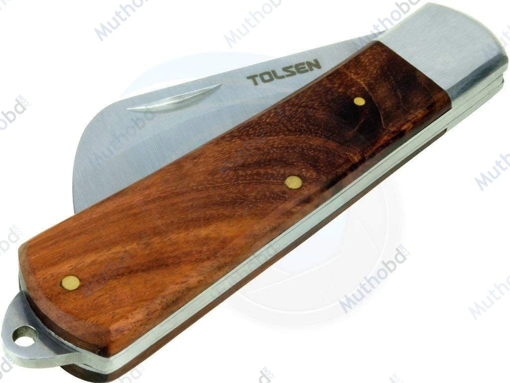 TOLSEN 38041 Electrician's Cutter 195mm – Bent Head Stainless Steel Cutter with Wooden Handle detail 1 TOLSEN 38041 Electrician's Cutter 195mm – Bent Head Stainless Steel Cutter with Wooden Handle detail 1