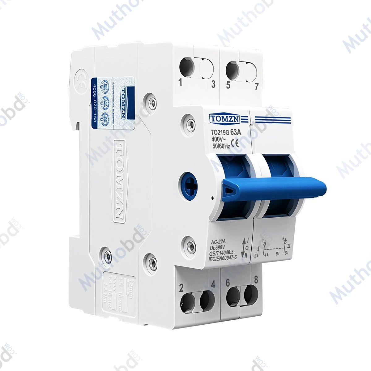 tomzn TOMZN TO219G 63A Dual Power Changeover Switch 400V AC | Manual Transfer Switch (MTS) — image 3