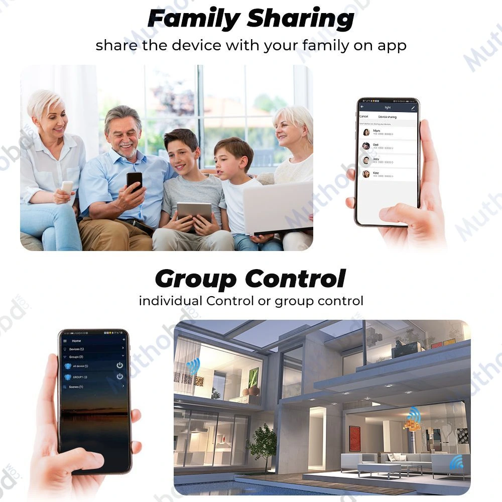 other Tuya WiFi 4 Gang Smart Touch Switch Black Glass Panel — image 4