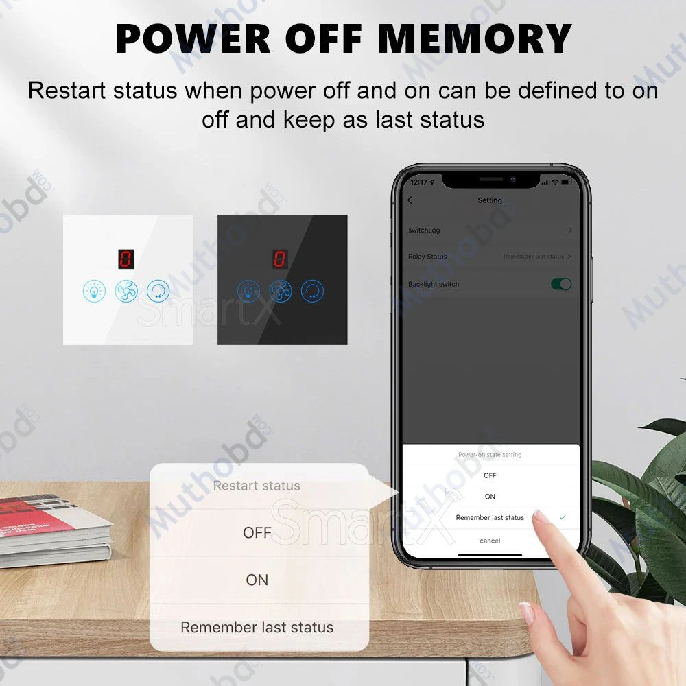 Tuya WiFi + RF Smart Fan & Light 2-in-1 Switch with 5-Speed Fan Control, App & Voice Control detail 2 Tuya WiFi + RF Smart Fan & Light 2-in-1 Switch with 5-Speed Fan Control, App & Voice Control detail 2