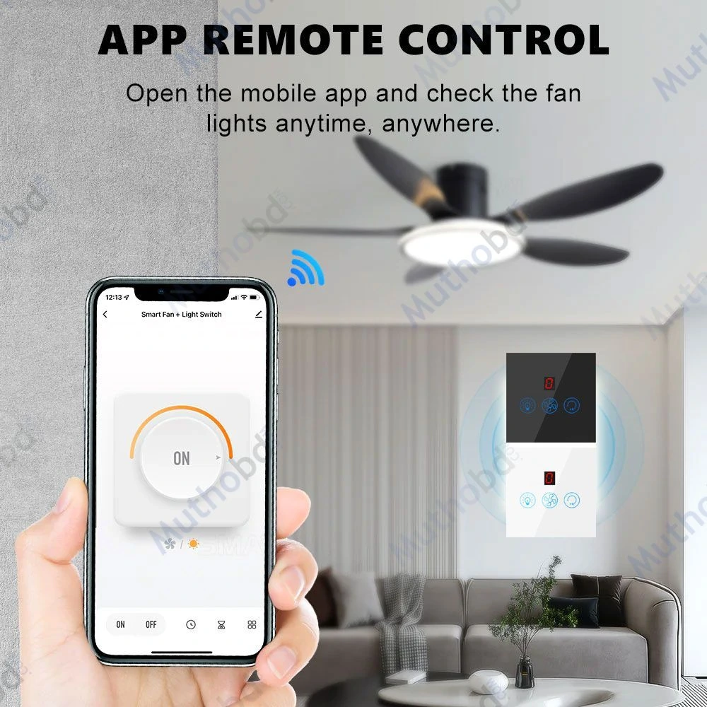 Tuya WiFi + RF Smart Fan & Light 2-in-1 Switch with 5-Speed Fan Control, App & Voice Control detail 1 Tuya WiFi + RF Smart Fan & Light 2-in-1 Switch with 5-Speed Fan Control, App & Voice Control detail 1