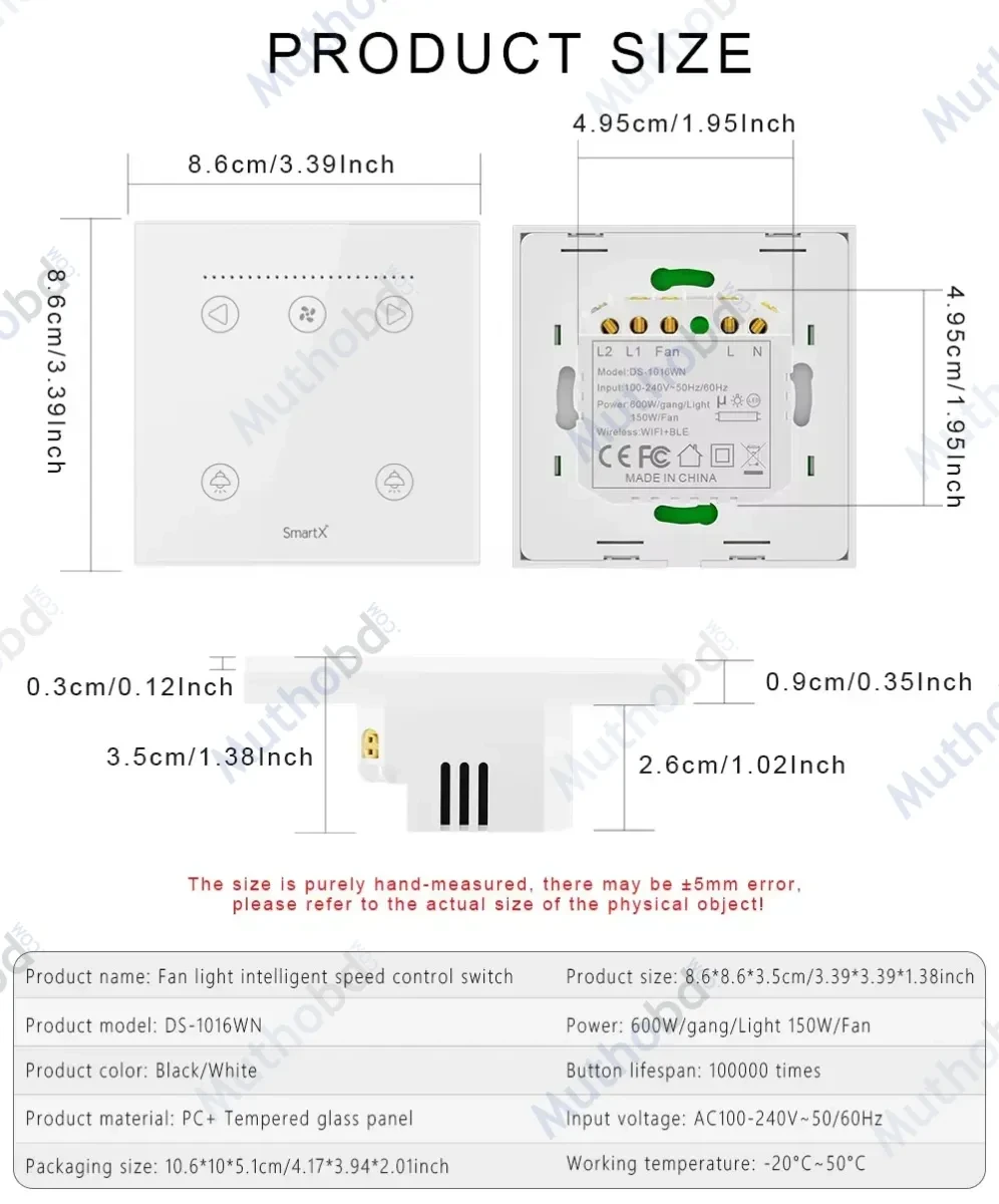Tuya WiFi Smart 1 Fan & 2 Light Switch (Fan Speed & Light On-Off Control) detail 3 Tuya WiFi Smart 1 Fan & 2 Light Switch (Fan Speed & Light On-Off Control) detail 3