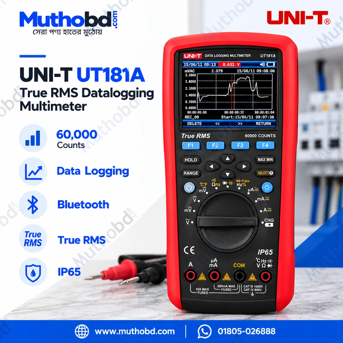 UNI-T UT181A True RMS Datalogging Multimeter | 60,000 Counts | Bluetooth | IP65 Protection | Professional Industrial Digital Multimeter UNI-T UT181A True RMS Datalogging Multimeter | 60,000 Counts | Bluetooth | IP65 Protection | Professional Industrial Digital Multimeter