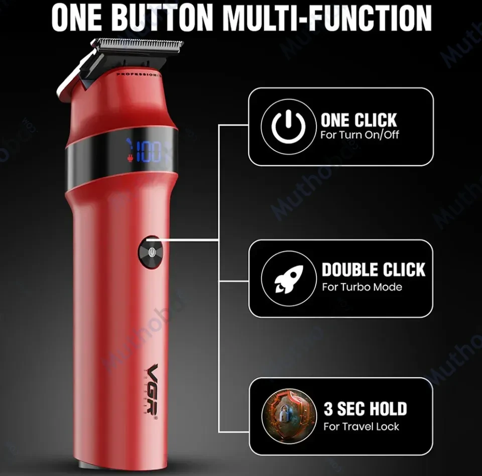 VGR V-987 Professional Hair Trimmer with LED Display, 400 Minutes Runtime & USB Charging detail 2